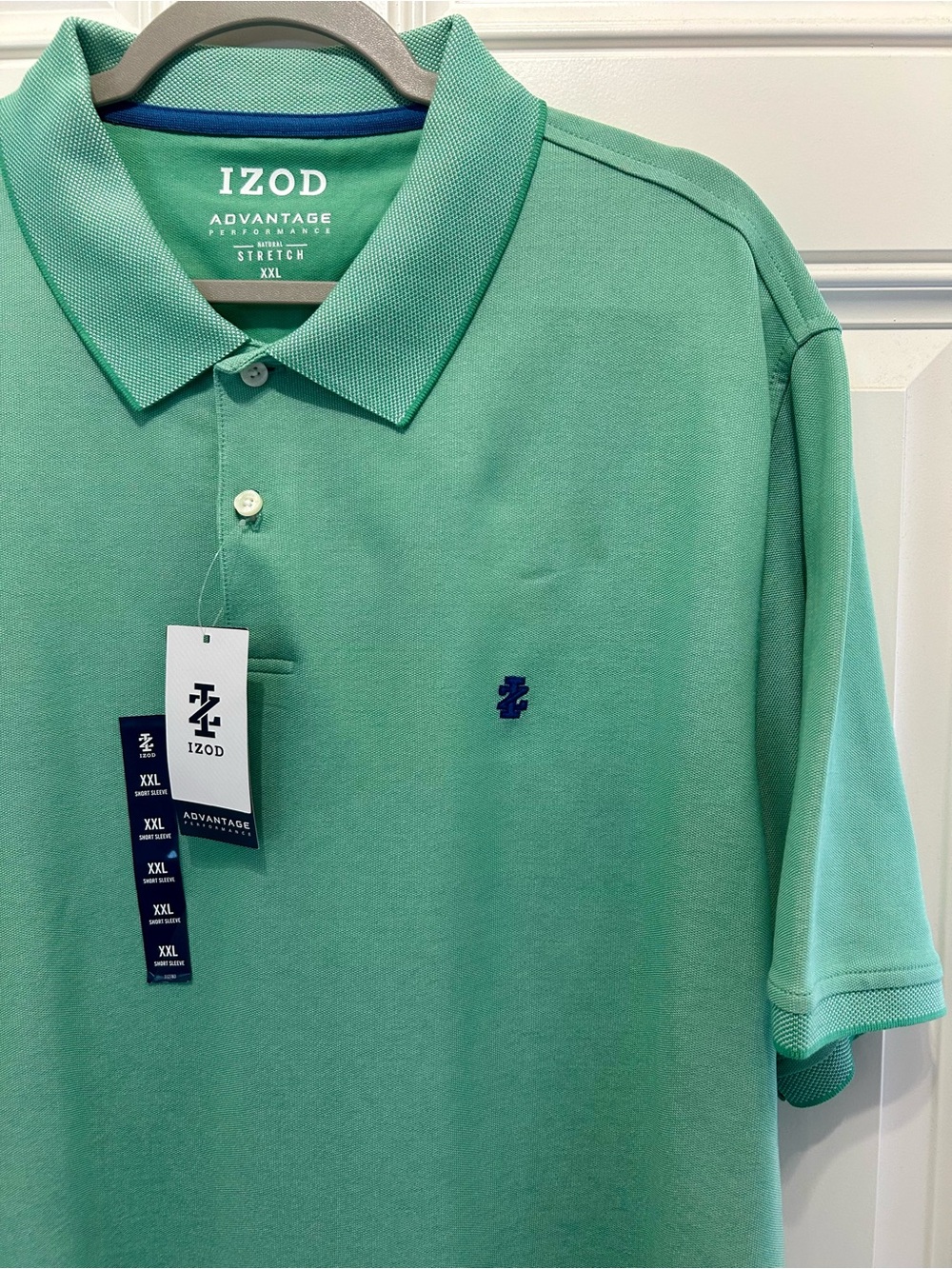 New IZOD Advantage Performance Men’s XXL Green Polo Shirt Natural Stretch UV 50